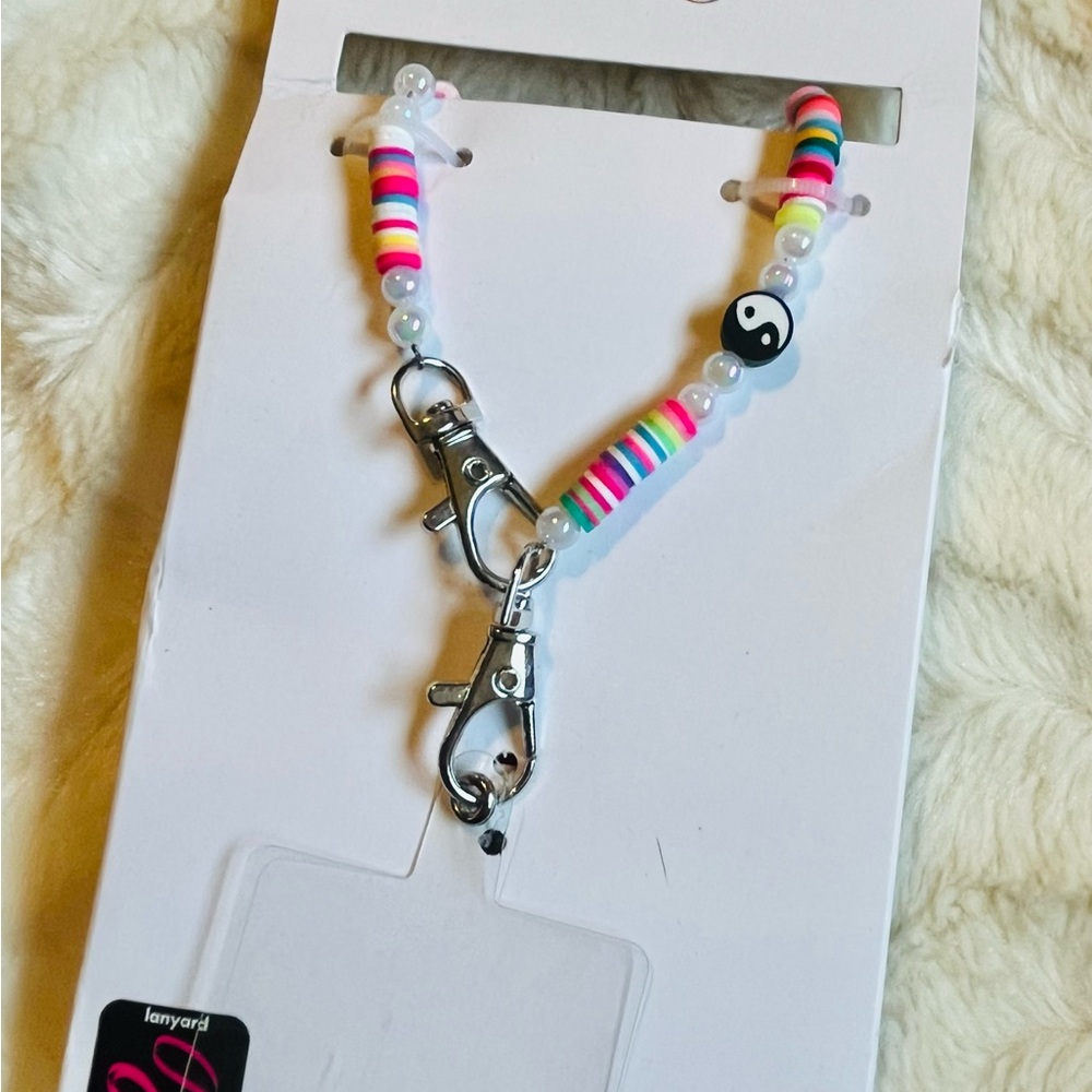 Icing Colorful Beaded Lanyard with Yin Yang Charm